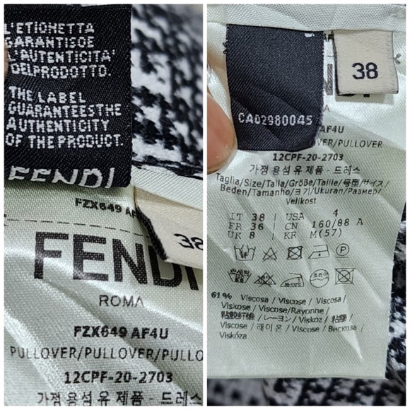 Authentic Fendi Zucca Jacquard Knit Bodycon Midi Dress Medium size White/Black - Picture 3 of 15